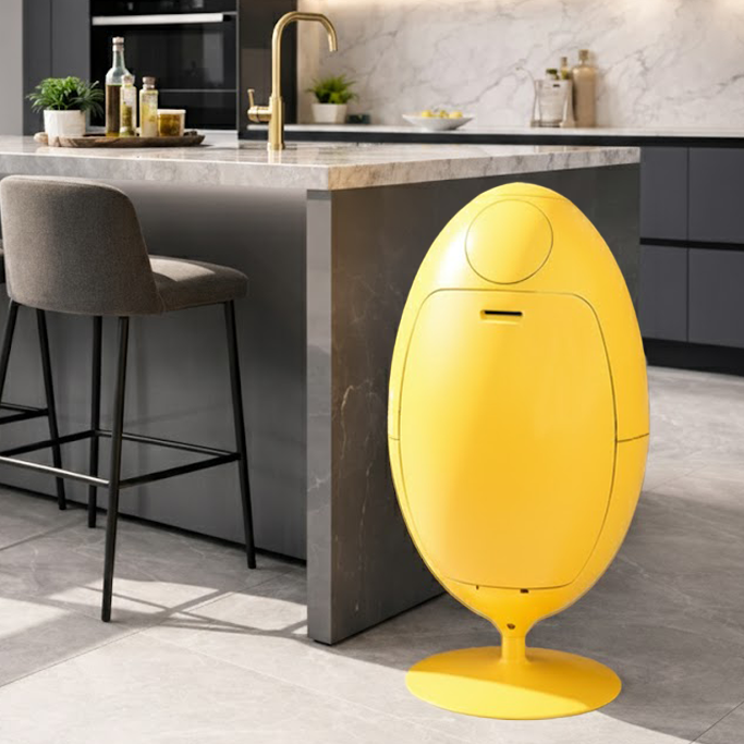 Ovetto Galà Amarillo Mate - Cubo de diseño para la recogida selectiva de residuos