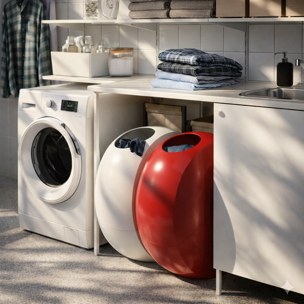Set Buc Weiß/Rot – Design-Wäschekorb – SoldiDesignOfficial