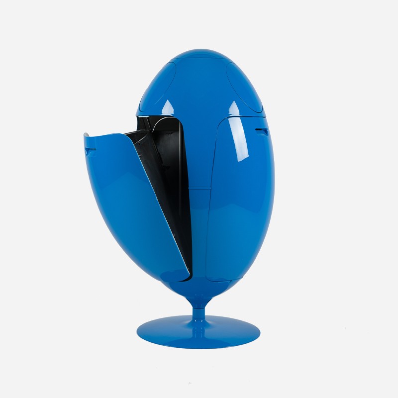 Ovetto Galà azzurro lucido lato - pattumiera di design - SoldiDesign
