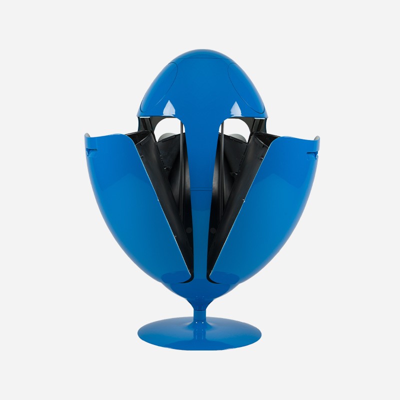 Ovetto Galà azzurro lucido aperto - pattumiera di design - SoldiDesign