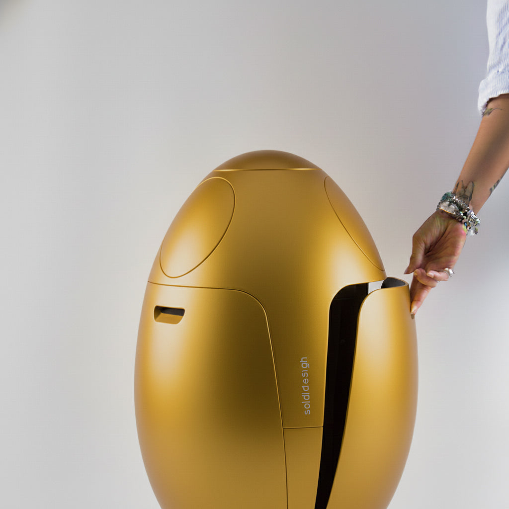 Ovetto Metal Oro - Cubo de diseño para la separación de residuos