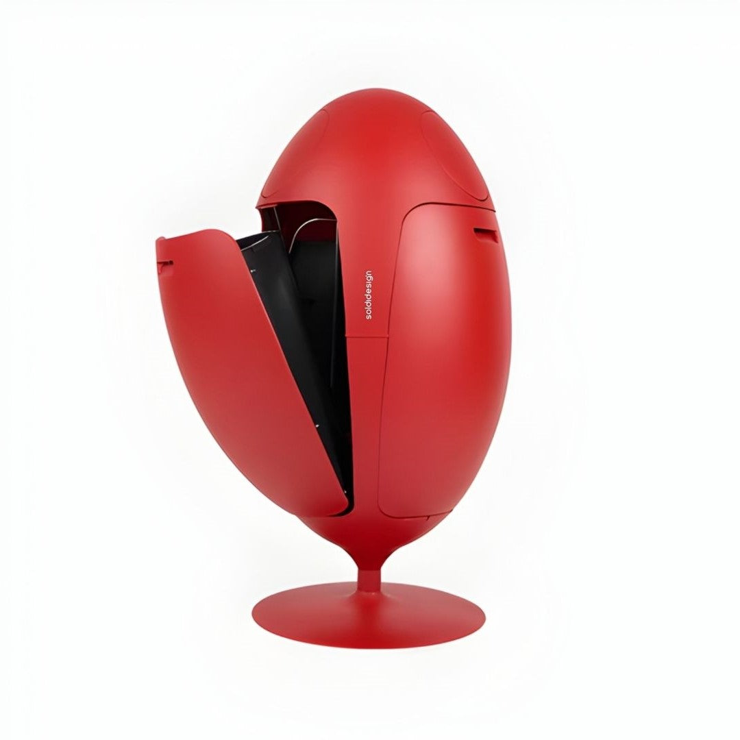 Ovetto Galà Matte Red - Design Trash Bin for Waste Sorting