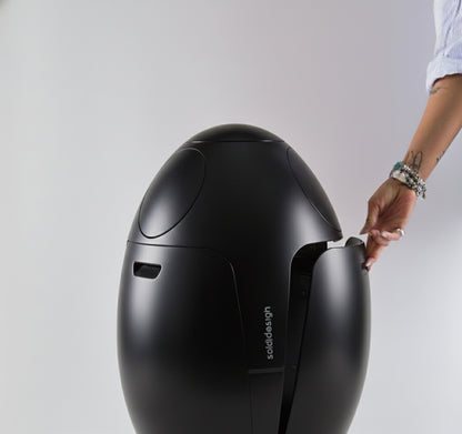 Ovetto Galà Negro Mate - Cubo de basura de diseño para reciclaje