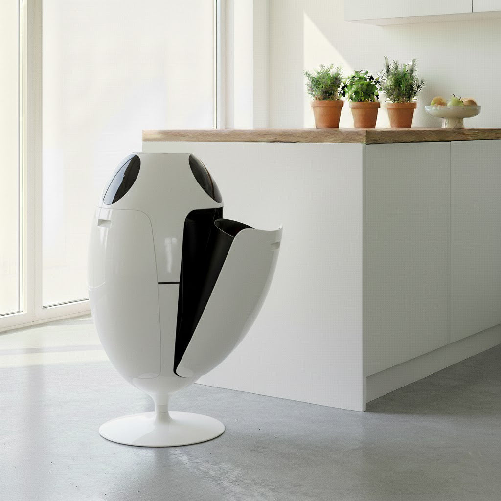 Ovetto Lacoque Negro – Papelera de diseño para la separación de residuos