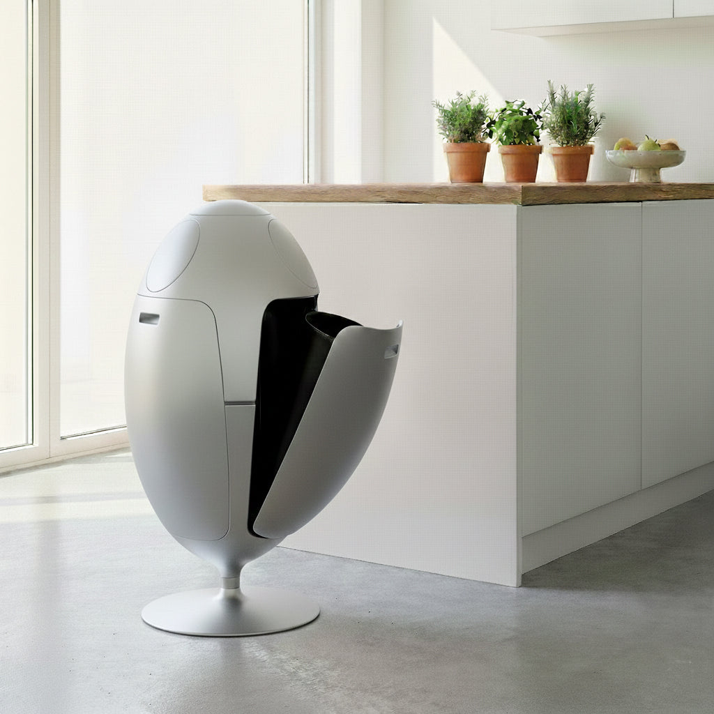 Ovetto Metal Aluminium Mat – Poubelle design pour la séparation des déchets