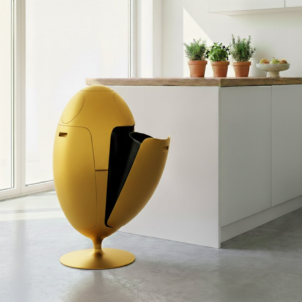Ovetto Metal Gold – Design-Mülleimer für die Mülltrennung