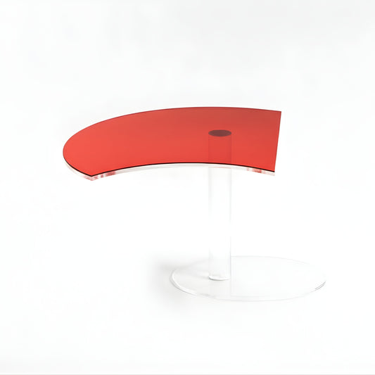 Kaleido Crescent Trasparente con Layer Rosso - Tavolino di design