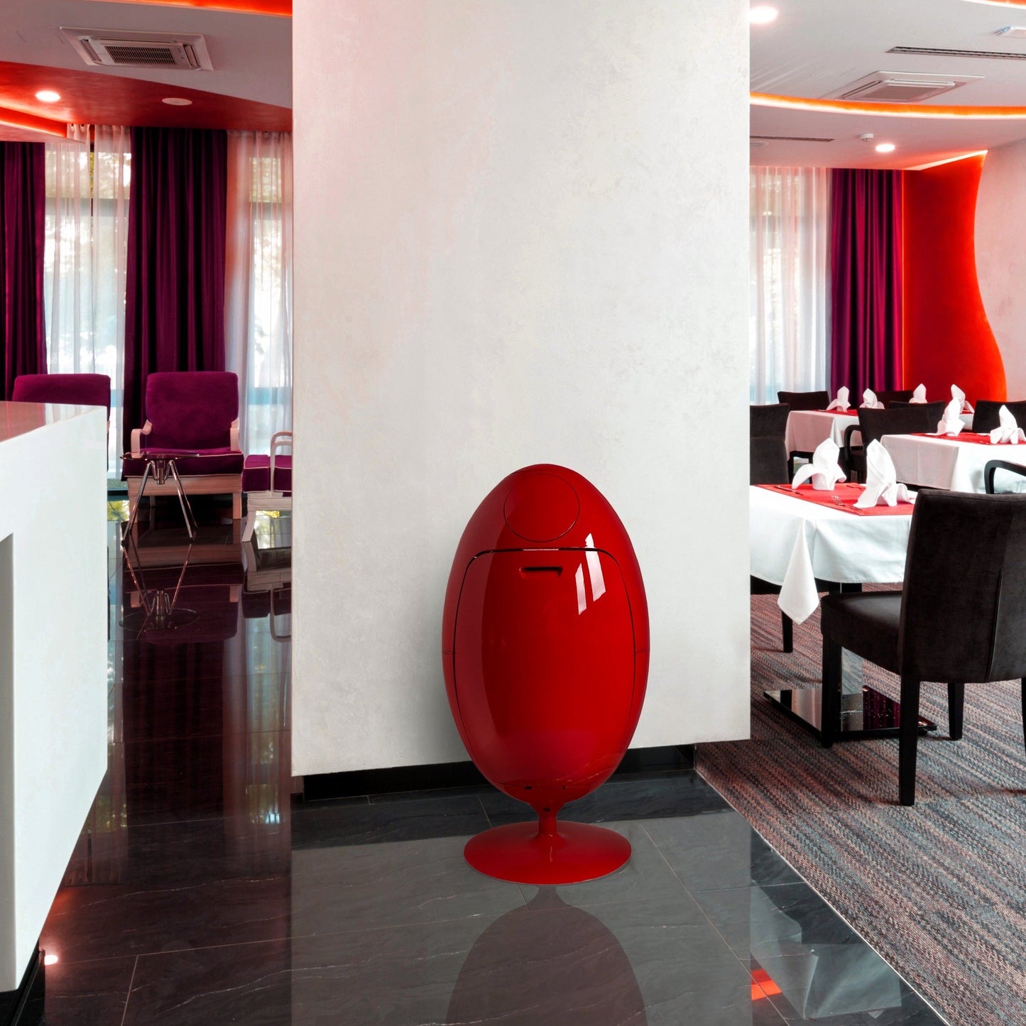 Ovetto Galà Rouge Brillant – Poubelle design pour la séparation des déchets