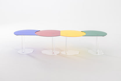 Kaleido Crescent Transparent mit grünem Layer – Design-Beistelltisch