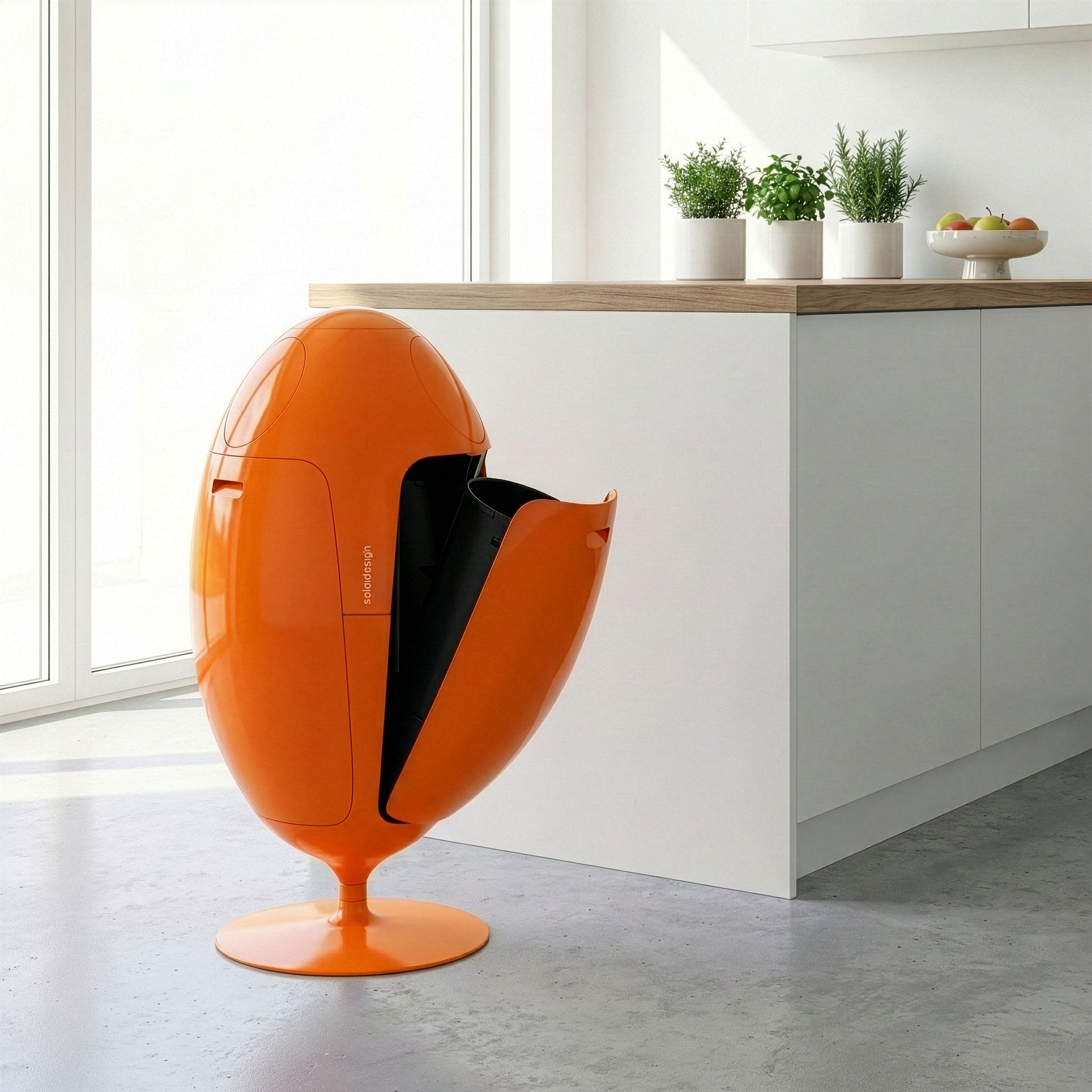 SoldiDesign - White ABS Ovetto - Designer Trash Can