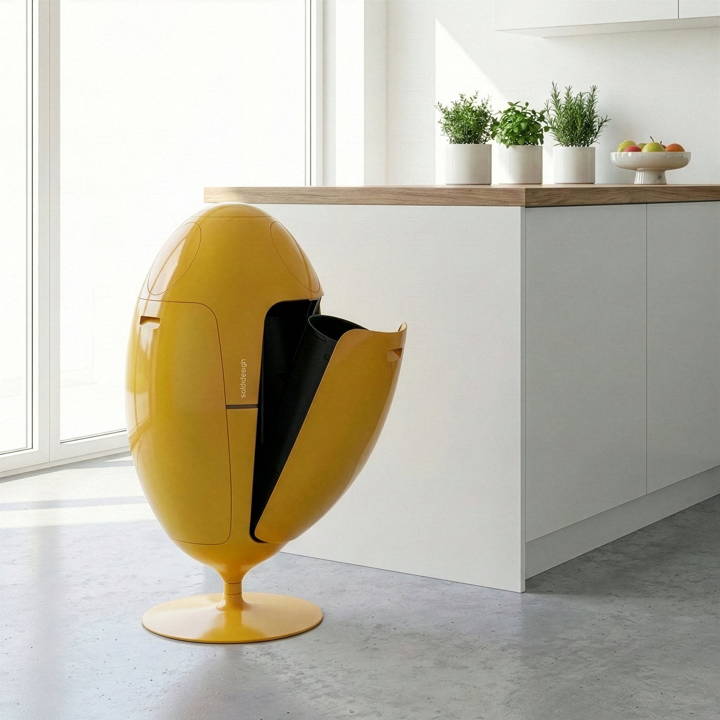 Ovetto ABS Giallo - Pattumiera di design per la raccolta differenziata