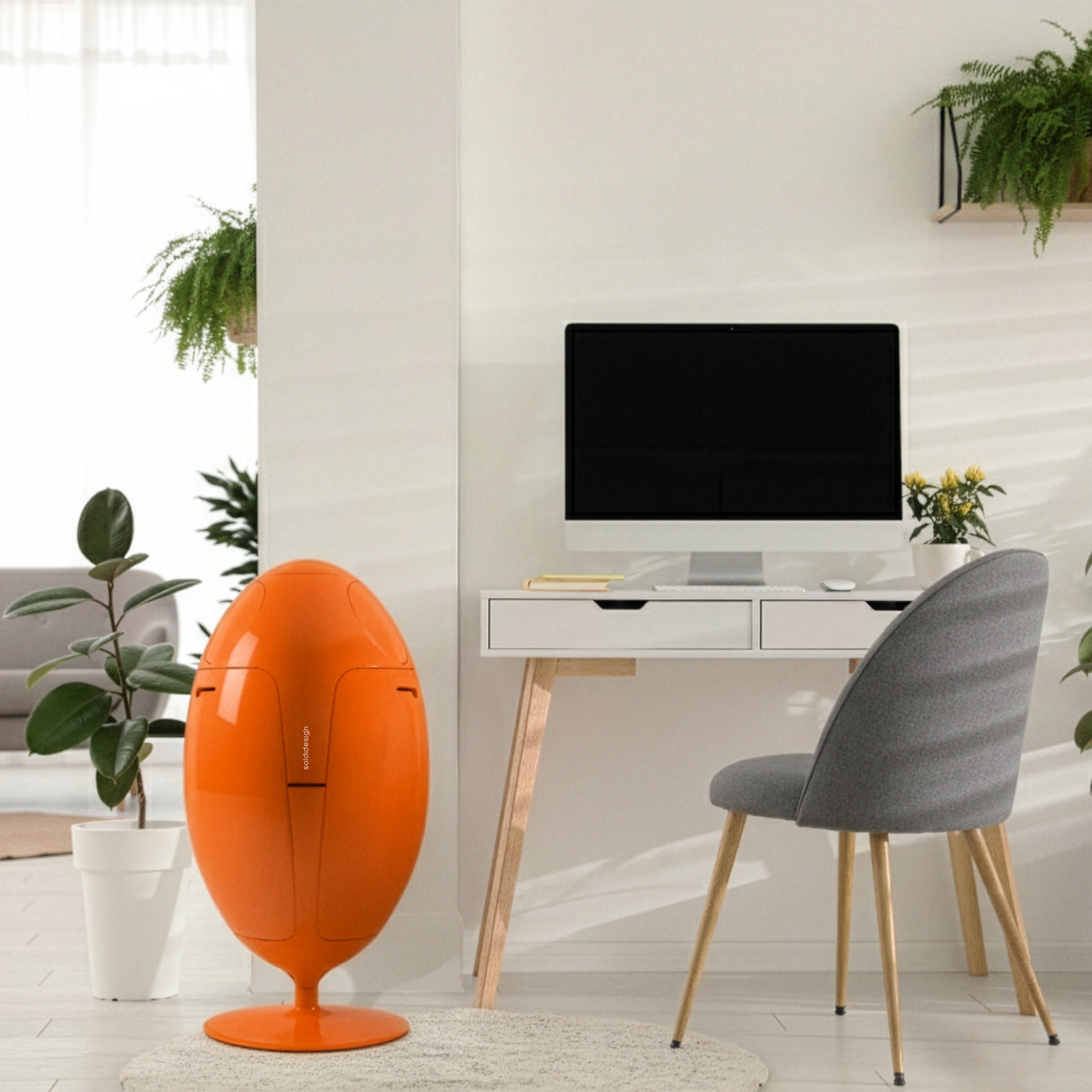 SoldiDesign - White ABS Ovetto - Designer Trash Can