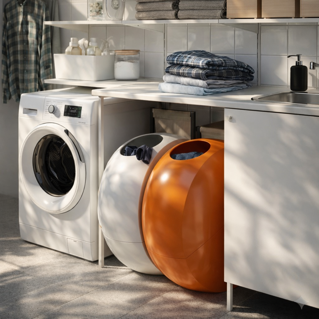 Buc White/Orange Set - Designer Laundry Hamper