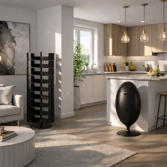 Conjunto Ovetto Galà + Infinity Nero - Papelera y zapatero de diseño