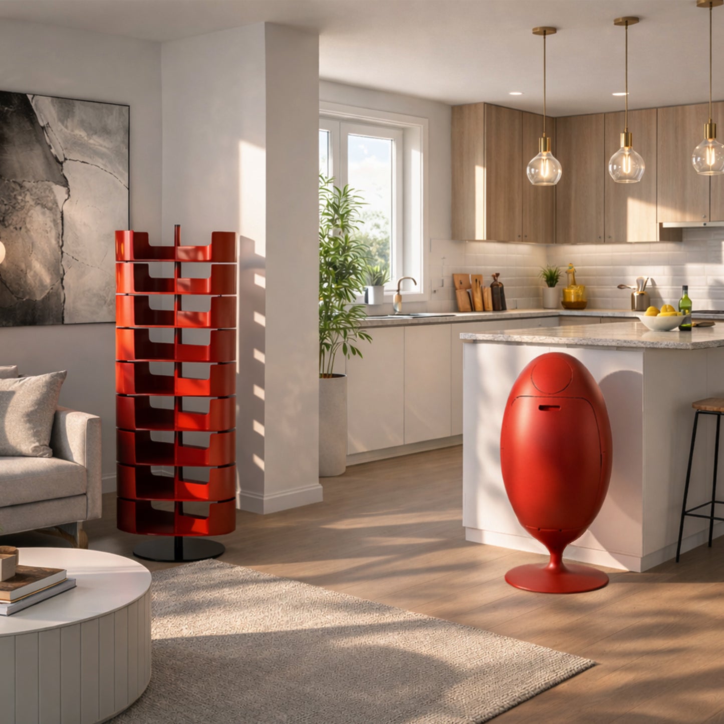 Set Ovetto Galà + Infinity Rosso -  Pattumiera e scarpiera di design