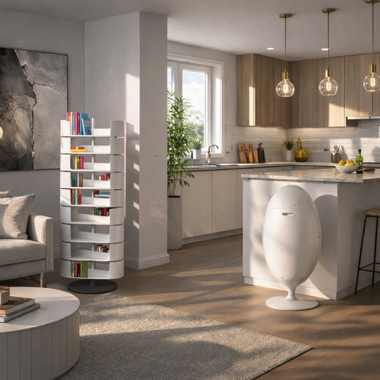 Set Ovetto ABS + Infinity Bianco -  Pattumiera e scarpiera di design