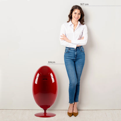 Ovetto Galà Rouge Brillant – Poubelle design pour la séparation des déchets