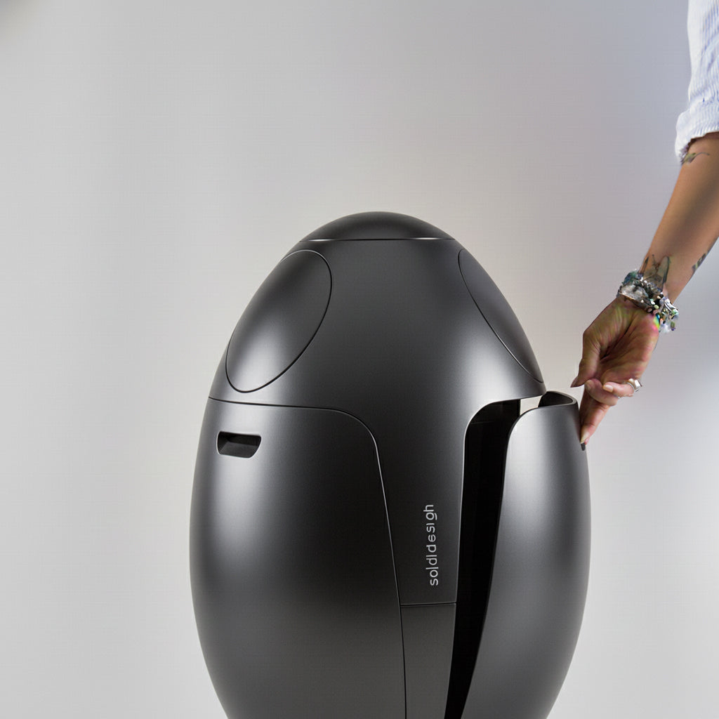 Ovetto Metal Nikel - Designer Trash Can for Waste Sorting